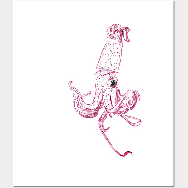 Giant Pink Squid Wall Art by Katherine Montalto